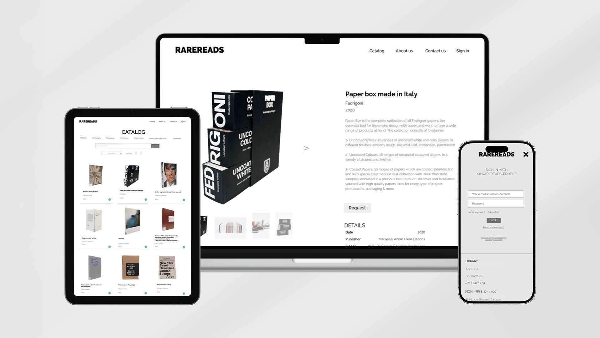 Webdesign project: RAREREADS
